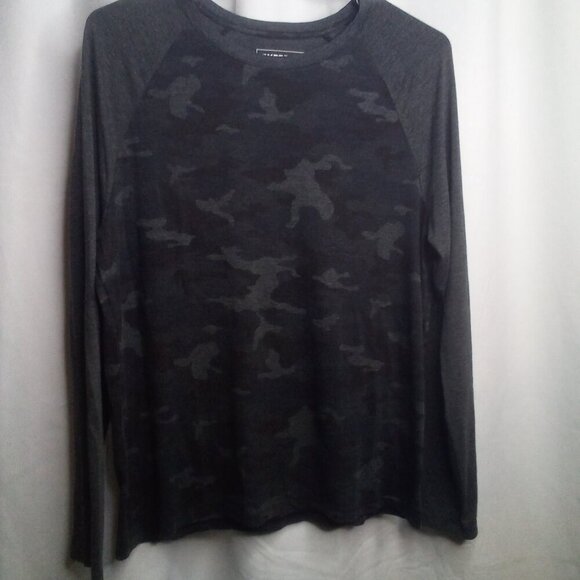 Express Shirt M Women Long Sleeve Stretch Thermal Camo Gray Black - Picture 13 of 15